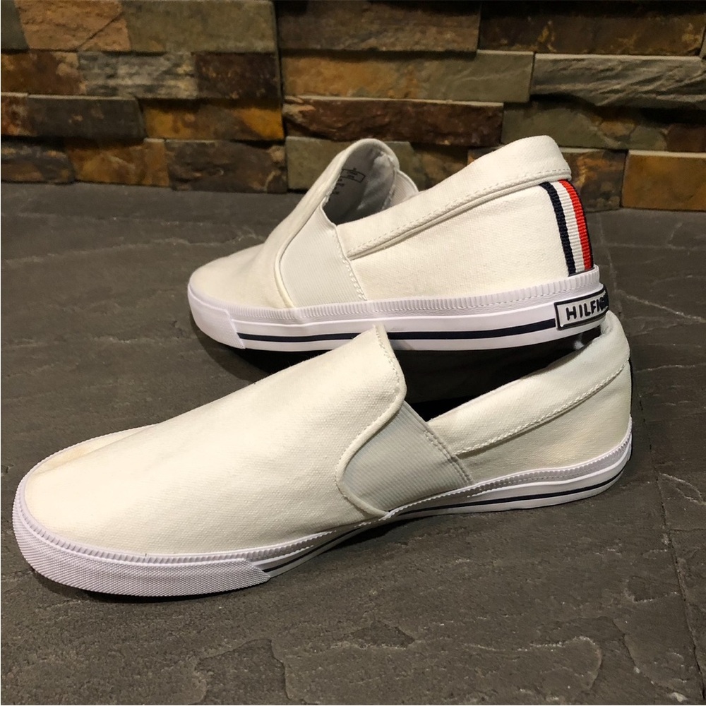 Tommy Hilfiger ~ White Slip Ons ~ Women’s Size 9.5